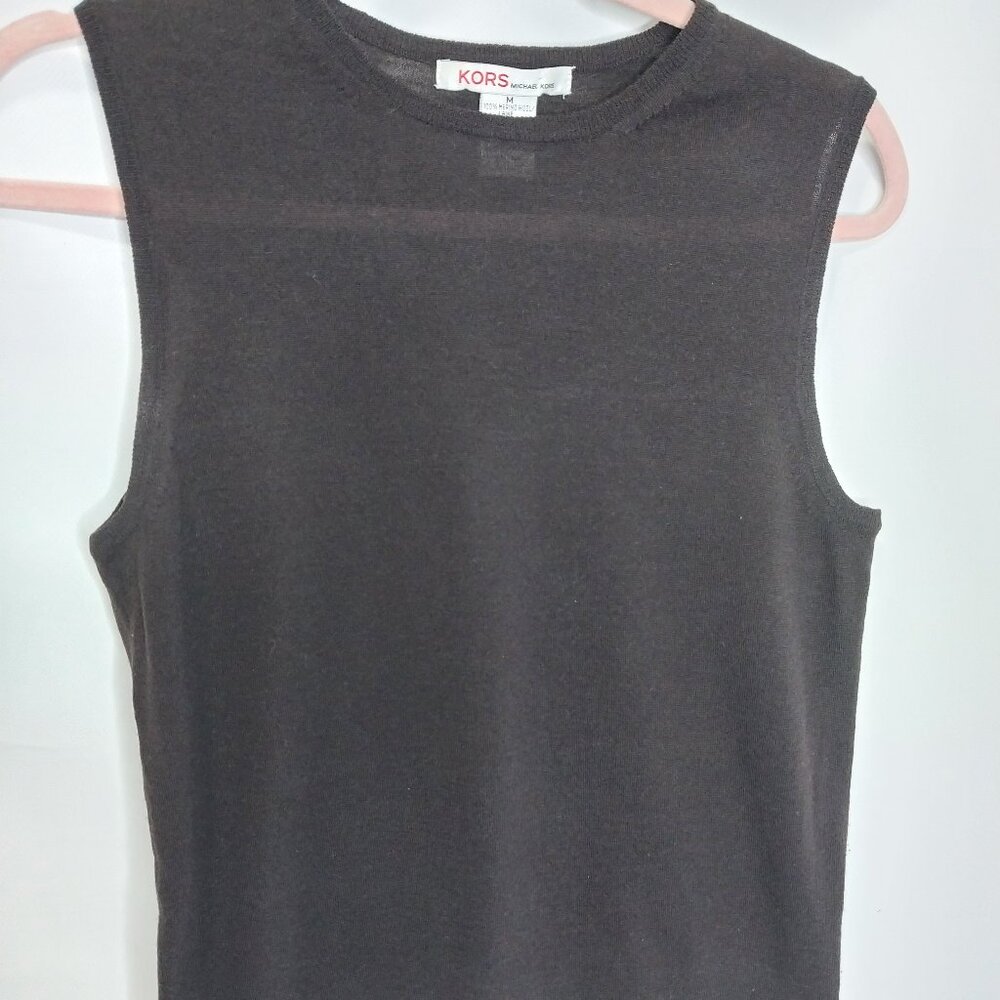 Michael Kors Sleeveless Summer Top Black Wool Medium Top